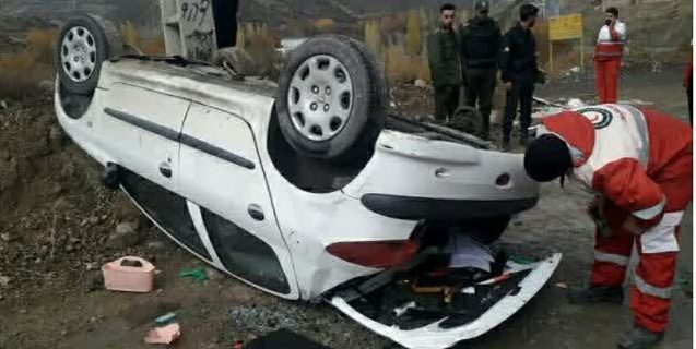 یک فوتی در حادثه واژگونی خودرو سواری پژو ۲۰۶ در محور فیروزکوه به سمت تهران محدوده دلیچایی