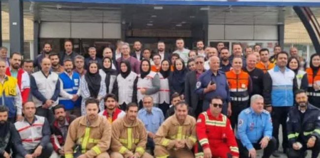 مانور بحران فرضی دستگاه‌های عضو ستاد مدیریت بحران شهرستان دماوند در بیمارستان سوم شعبان
