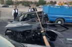 برخورد خودروی سواری با نیوجرسی در محور سرازیری منطقه گیلاوند