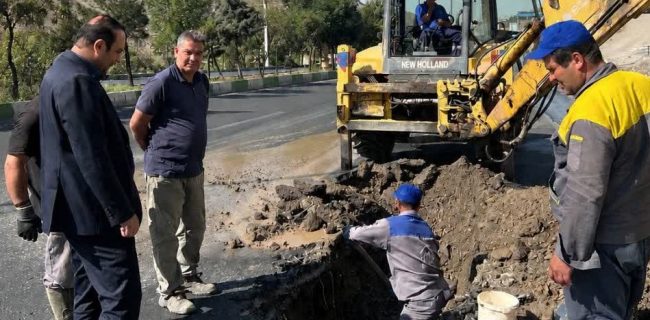 عملیات فوری رفع شکستگی خط انتقال ۱۶۰ میلی‌متری در محور اصلی رودهن با موفقیت پایان یافت